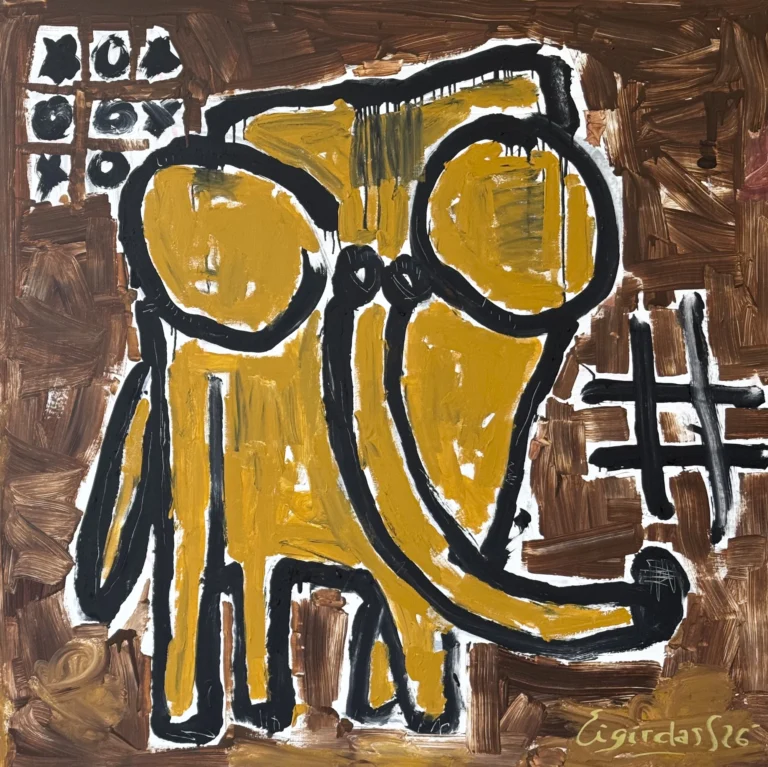 PHILOSOPHER – abstraktus paveikslas, 147×147 cm, akrilas ant drobės, menininkas Eigirdas Scinskas