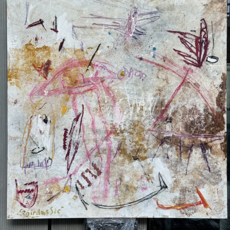 SECRET GARDEN – abstraktus paveikslas, 147×147 cm, akrilas ant drobės, menininkas Eigirdas Scinskas
