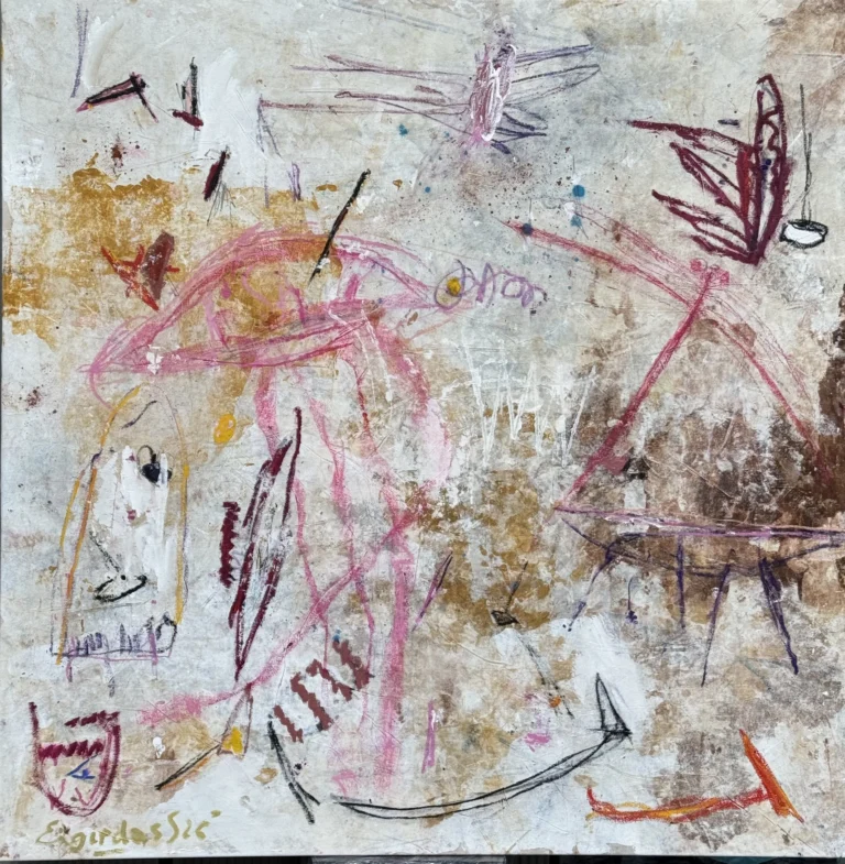 SECRET GARDEN – abstraktus paveikslas, 147×147 cm, akrilas ant drobės, menininkas Eigirdas Scinskas